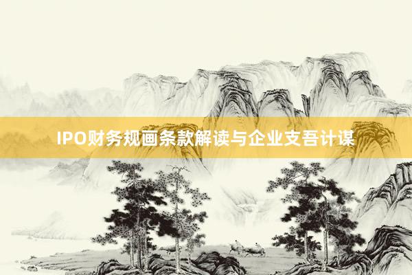 IPO财务规画条款解读与企业支吾计谋