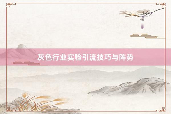 灰色行业实验引流技巧与阵势